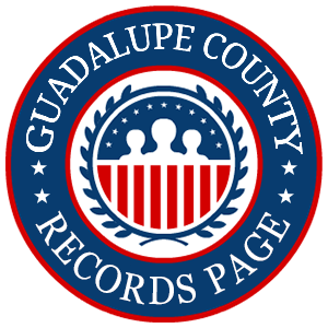 A round red, white, and blue logo with the words Guadalupe County Records Page for the State of Texas.